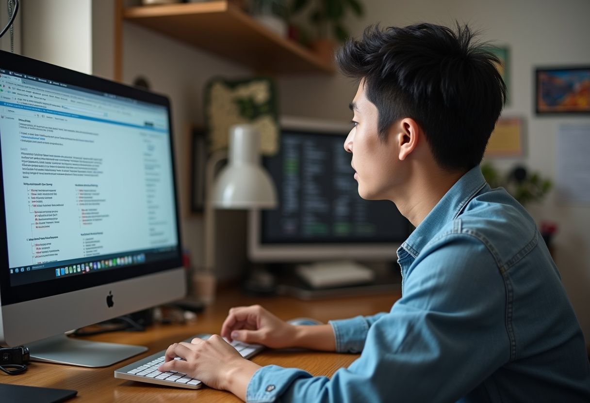 Malaysian developer creating XML sitemap on laptop to improve Bing search engine crawling and website indexing